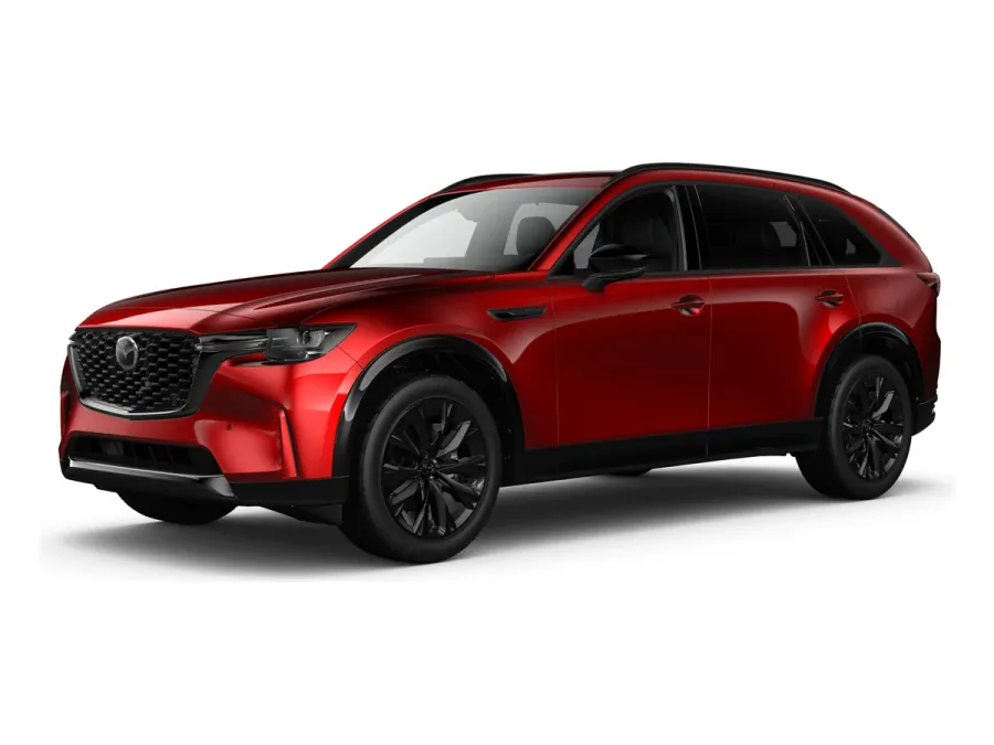 רכב מאזדה CX-90 — מבט קדמי שלושת-רבעי על רקע לבן